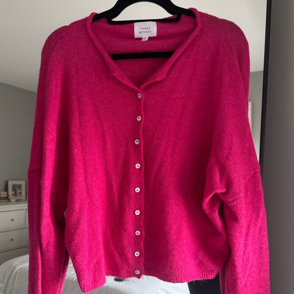 Things Between Women's Fuchsia Button-Front Cardigan